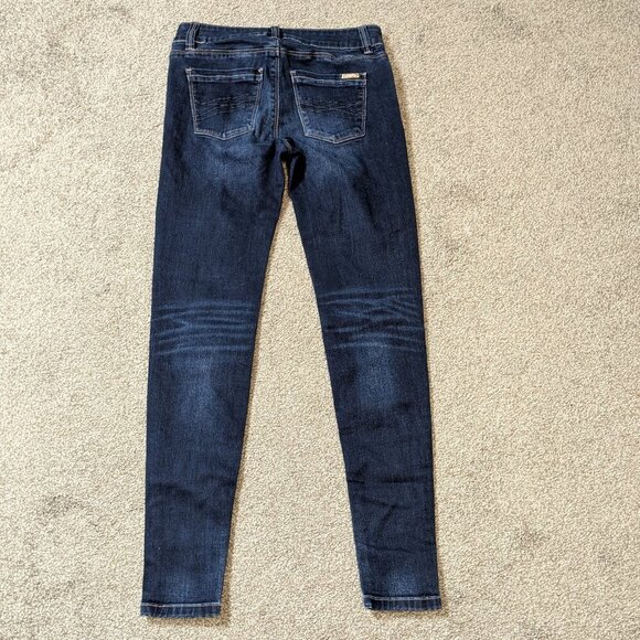 WHITE HOUSE BLACK MARKET Dark Blue Stretch Denim Skinny Jeans; Size 0 Reg - Picture 2 of 4